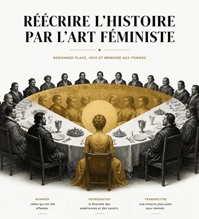 Illustration symbolique de l'œuvre The Dinner Party dans l'art féministe