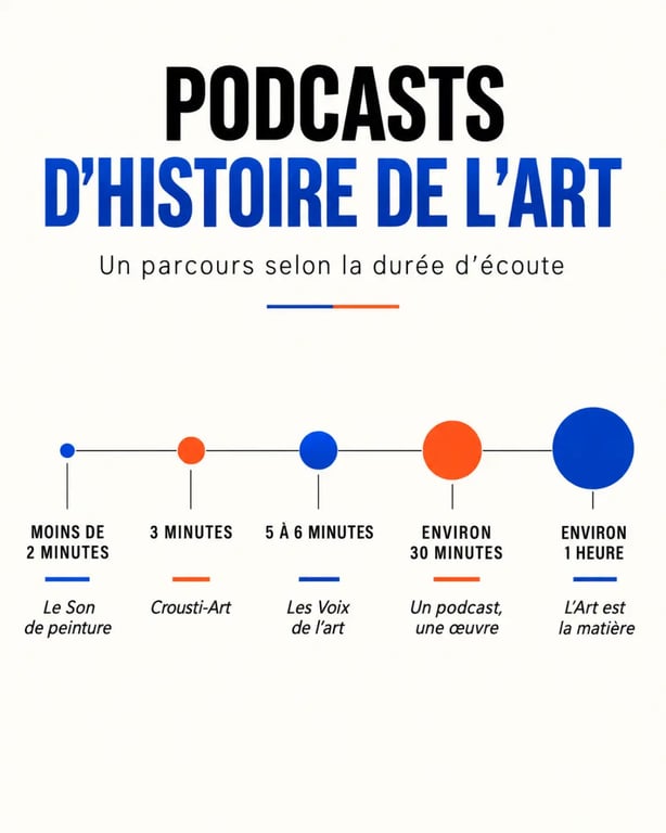 Infographie des durées de podcasts d’histoire de l’art selon le temps disponible