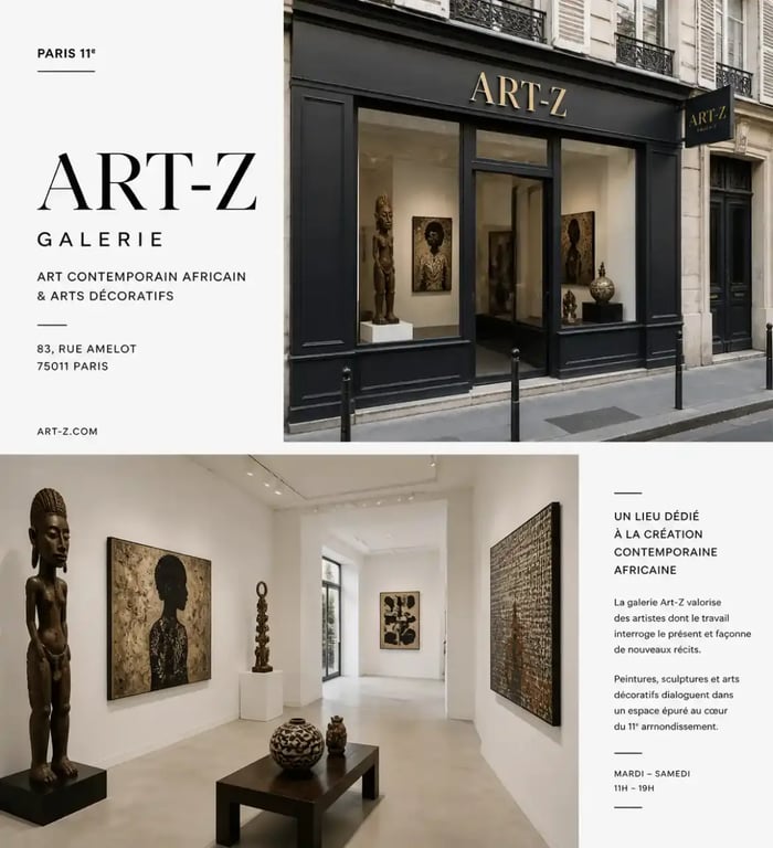 Galerie art z à Paris, façade et espace d'exposition contemporain