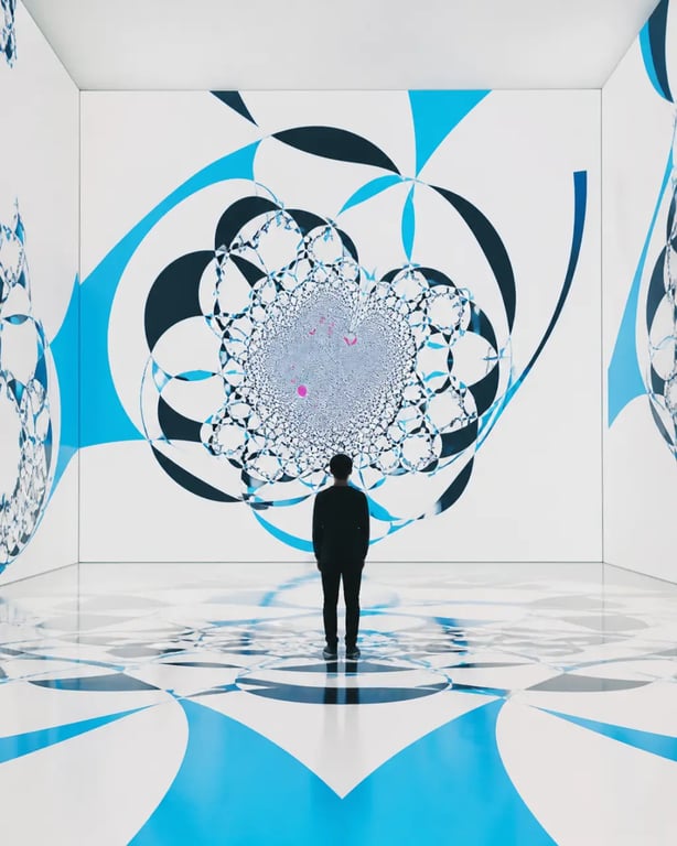 Psychédélisme art contemporain : installation immersive numérique aux motifs fractals