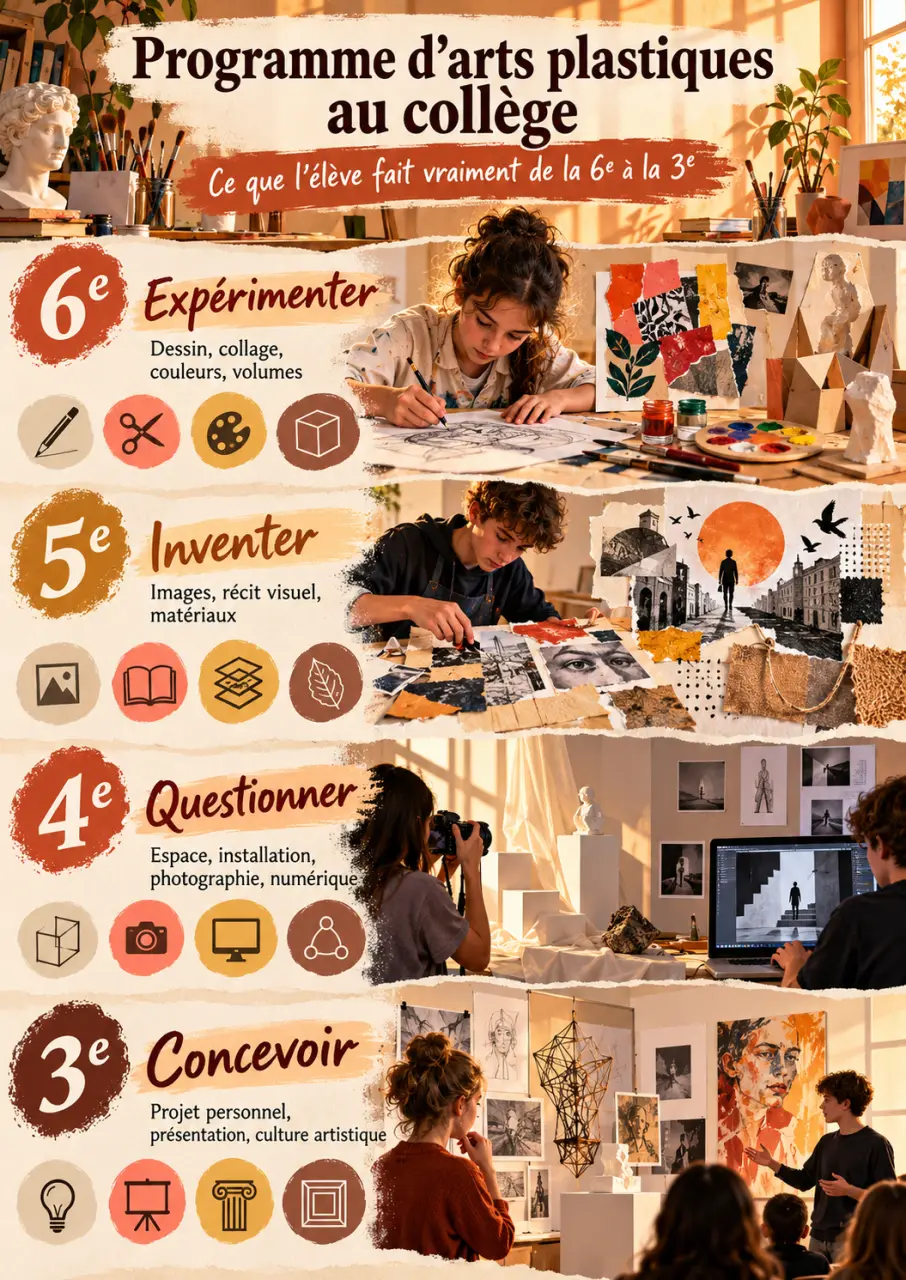 Programme d'arts plastiques au collège : ce que l'élève fait vraiment de la 6e à la 3e
