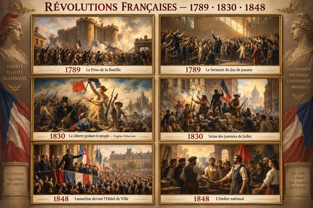 Tableau Révolution française : 6 œuvres pour distinguer 1789, 1830 et 1848