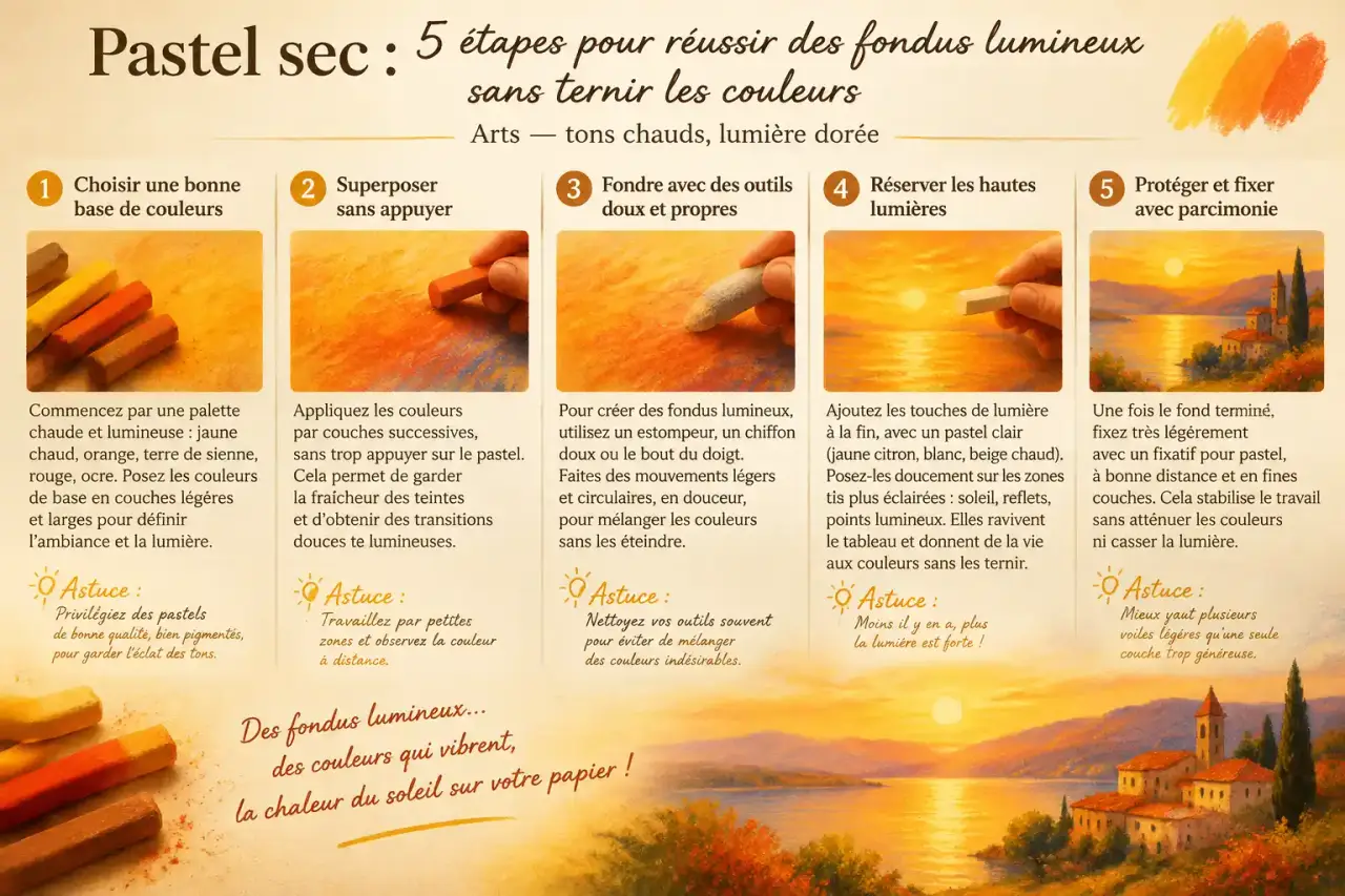 Pastel sec : 5 étapes pour réussir des fondus lumineux sans ternir les couleurs