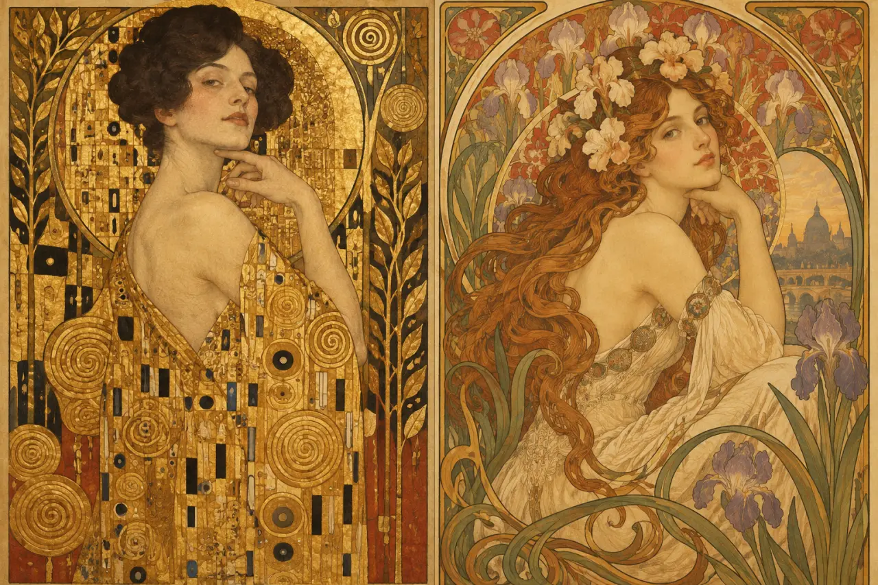 Peintres de l’Art nouveau : Klimt et Mucha, deux signatures visuelles à reconnaître