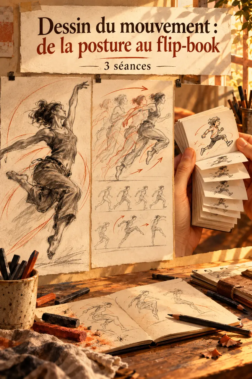 Dessin du mouvement en arts plastiques : de la posture au flip-book en 3 séances