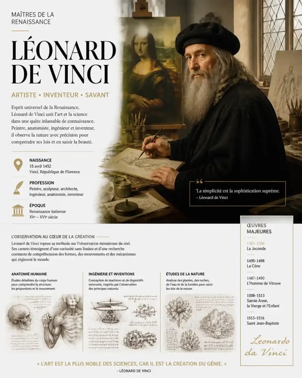 Peintre de la Renaissance au travail, illustrant l'histoire des peintres les plus connus.