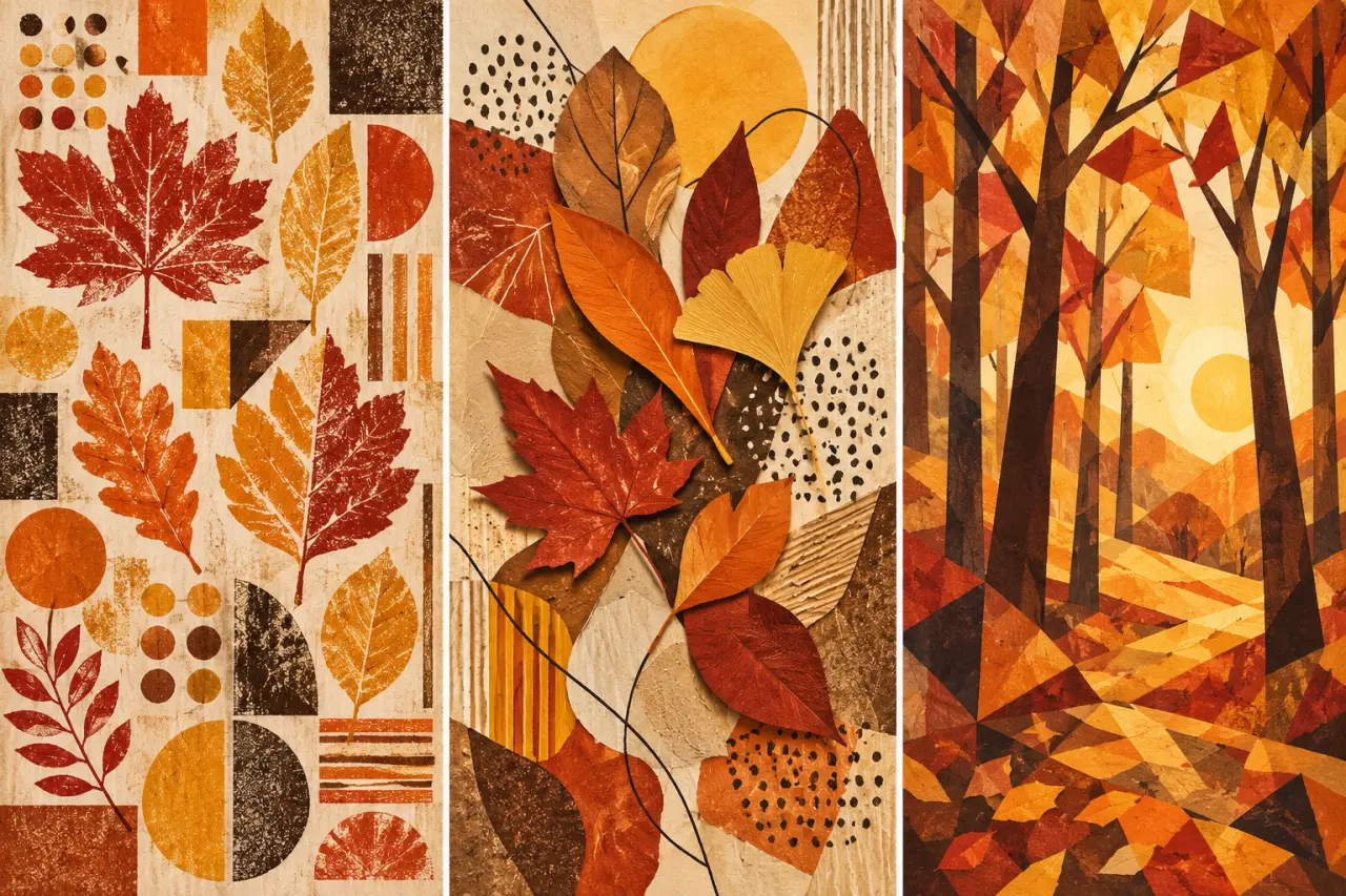 Arts plastiques en automne : 3 créations, des feuilles graphiques à la forêt cubiste