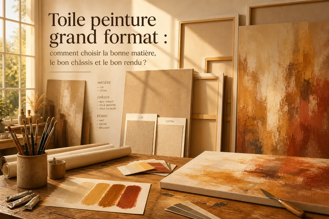 Toile peinture grand format : comment choisir la bonne matière, le bon châssis et le bon rendu ?