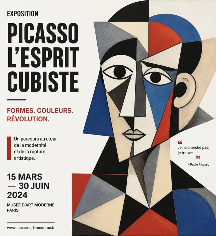 Œuvre d'art cubiste, illustrant la modernité des peintres les plus connus.