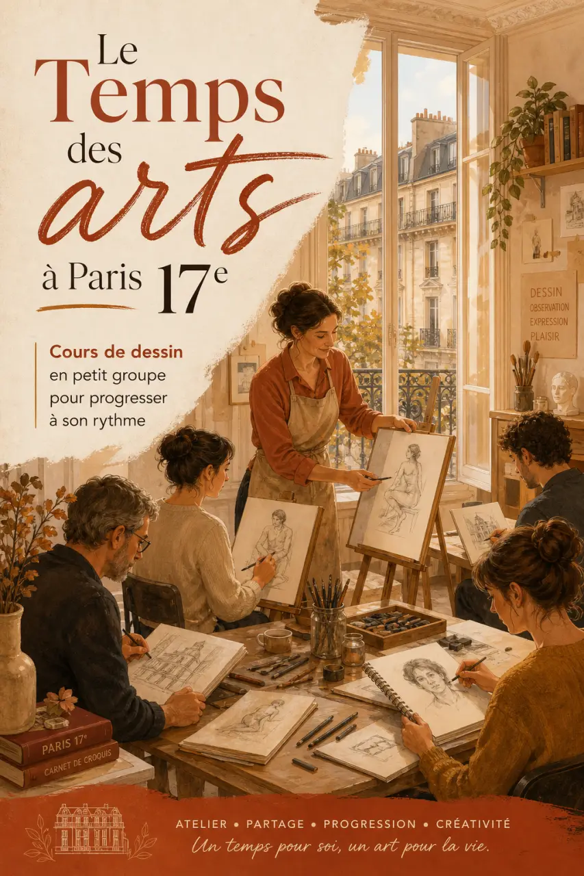 Le Temps des arts à Paris 17e, des cours de dessin en petit groupe pour progresser à son rythme