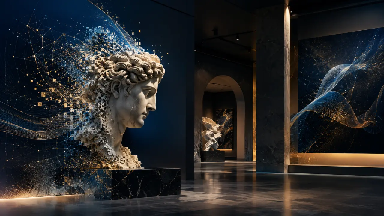Œuvre d'art génératif présentée en galerie