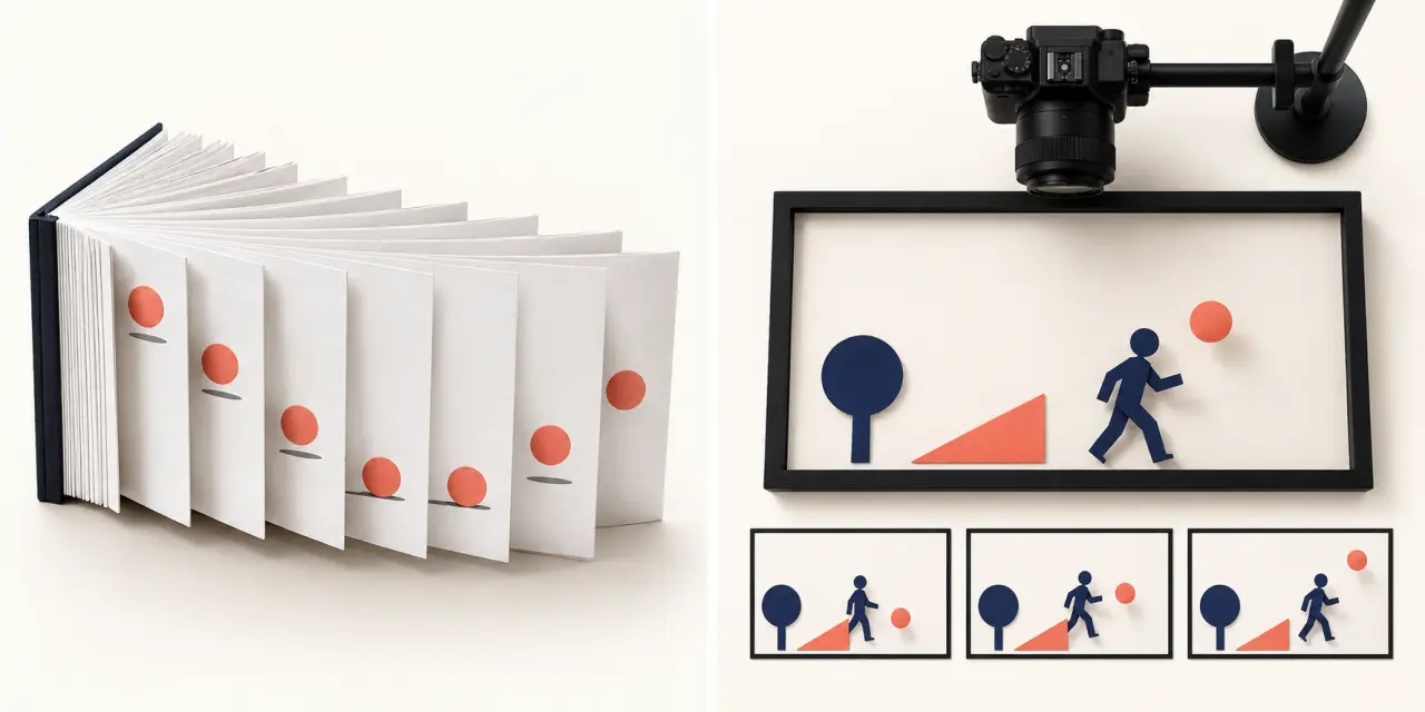 Dessin mouvement arts plastiques : comparaison visuelle entre flip-book et animation stop-motion