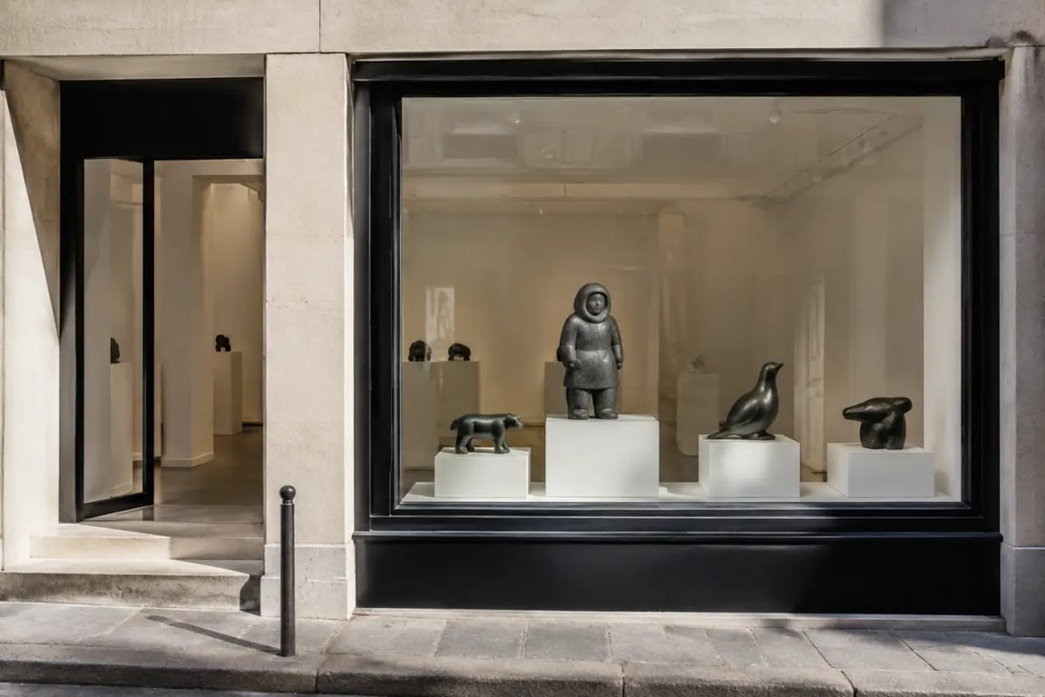 Art Inuit Paris : galerie d’art inuit à Paris avec sculptures visibles en vitrine